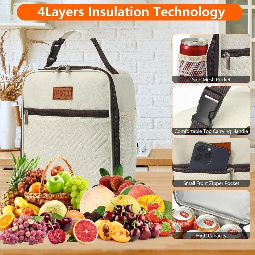 Lunch Bag Insulated For Men/Women Adults - white
